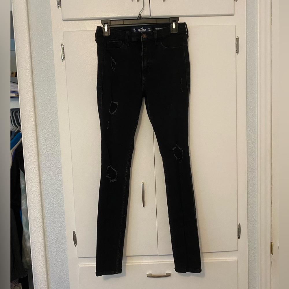 Hollister Black High-rise Super Skinny Ripped Jeans